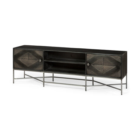 Hogarth I Dark Brown Solid Wood TV Stand Media Console with Storage by Mercana at Eve Furniture