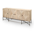 Hogarth III Brown Solid Wood Frame Gold Metal Base 4 Cabinet Door Sideboard by Mercana at Eve Furniture