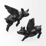Hogbadi Set of 2 Black Flying Pigs by Mercana at Eve Furniture