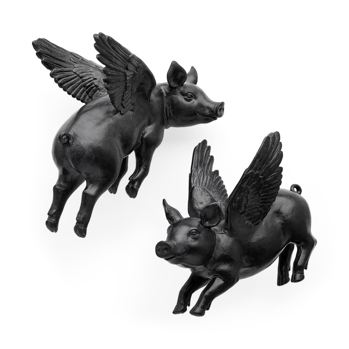 Hogbadi Set of 2 Black Flying Pigs by Mercana at Eve Furniture