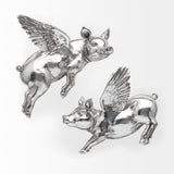 Hogbadi Set of 2 Silver Flying Pigs by Mercana at Eve Furniture