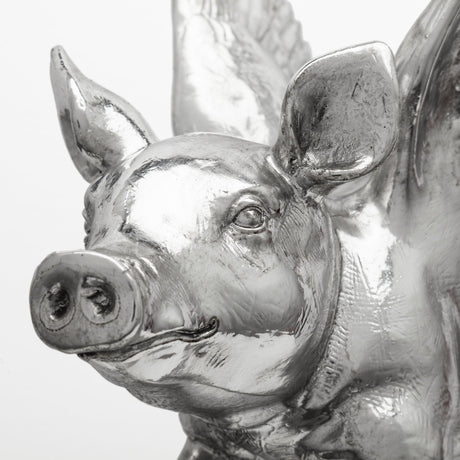 Hogbadi Set of 2 Silver Flying Pigs by Mercana at Eve Furniture