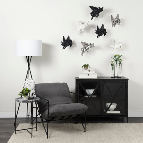 Hogbadi Set of 2 White Flying Pigs by Mercana at Eve Furniture