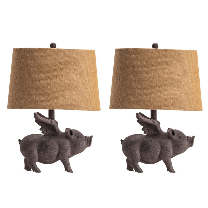 Hogs Fly Grey Table Lamp (Set of 2) by Crestview at Eve Furniture