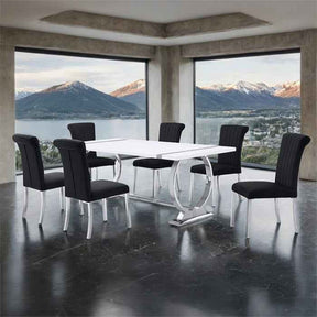 Holbaek Silver/Black 80 5-Piece Dining Room Set by Furniture of America at Eve Furniture