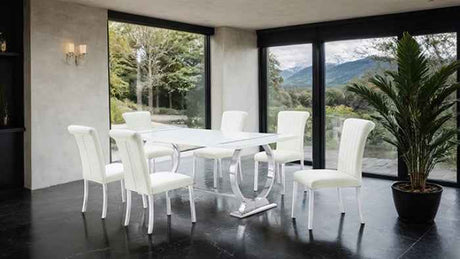 Holbaek Silver/White 80 5-Piece Dining Room Set by Furniture of America at Eve Furniture