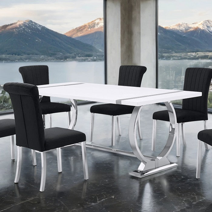 Holbaek Silver/White 80" Dining Table by Furniture of America at Eve Furniture