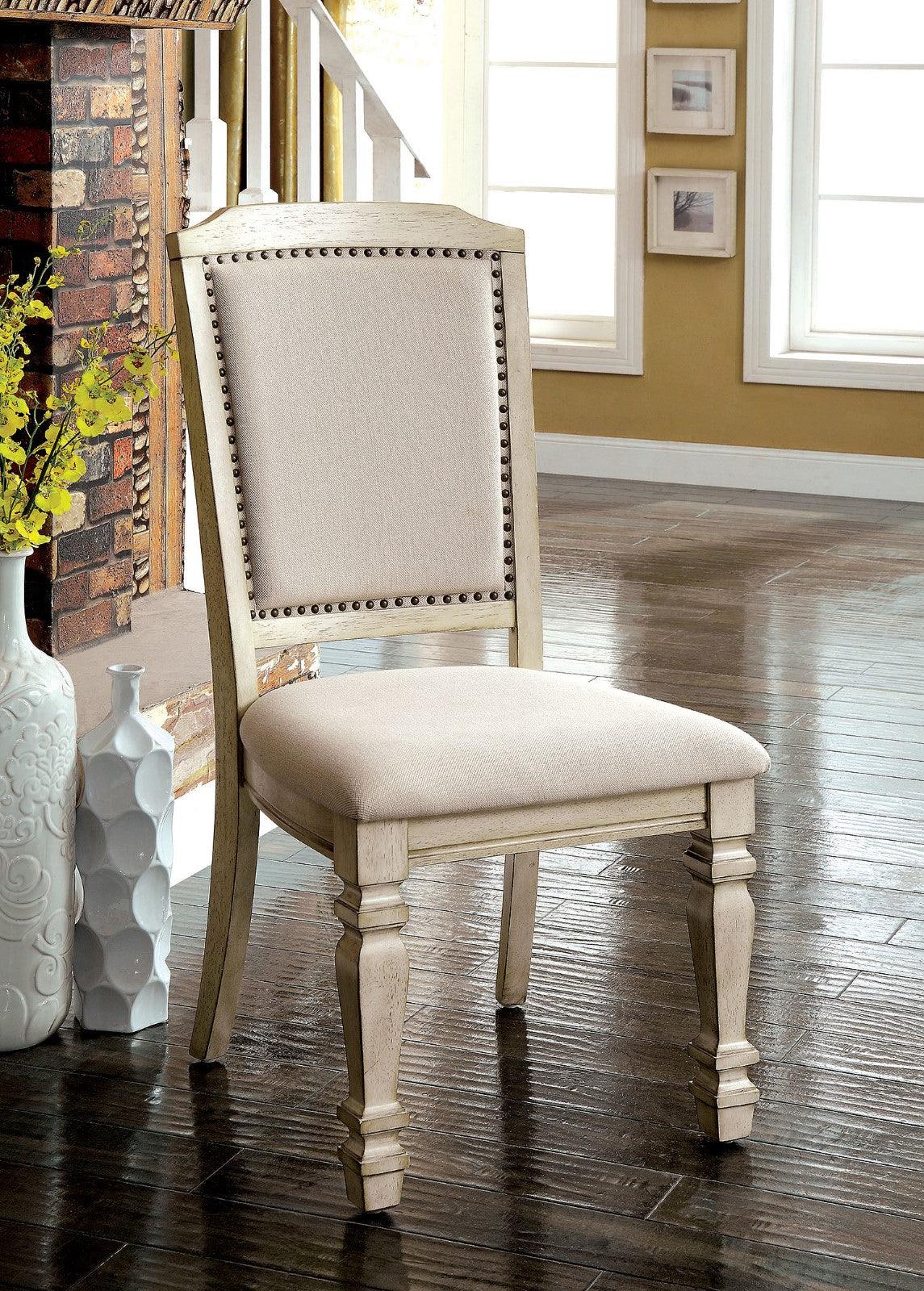 Holcroft Antique White/Ivory Side Chair, Set of 2 by Furniture of America at Eve Furniture