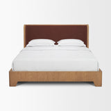 Holden King Upholstered Bedframe | Shelter Headboard | Burgundy Performance Fabric by Mercana at Eve Furniture