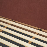 Holden King Upholstered Bedframe | Shelter Headboard | Burgundy Performance Fabric by Mercana at Eve Furniture