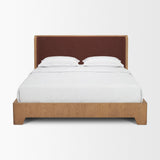 Holden Queen Upholstered Bedframe | Shelter Headboard | Burgundy Performance Fabric by Mercana at Eve Furniture