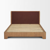 Holden Queen Upholstered Bedframe | Shelter Headboard | Burgundy Performance Fabric by Mercana at Eve Furniture