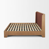 Holden Queen Upholstered Bedframe | Shelter Headboard | Burgundy Performance Fabric by Mercana at Eve Furniture