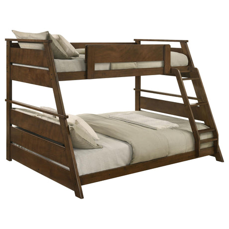 Holden Walnut Wood Veneer Twin Over Full Bunk Bed by Coaster at Eve Furniture