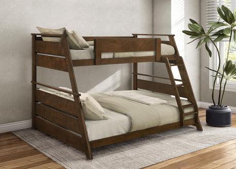 Holden Walnut Wood Veneer Twin Over Full Bunk Bed by Coaster at Eve Furniture