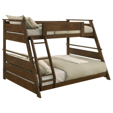 Holden Walnut Wood Veneer Twin Over Full Bunk Bed by Coaster at Eve Furniture