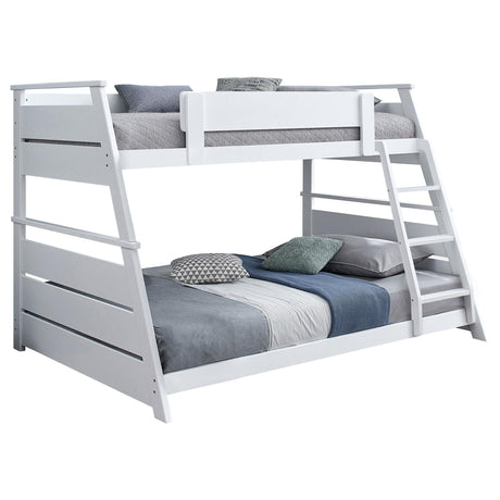Holden White Wood Veneer Twin Over Full Bunk Bed by Coaster at Eve Furniture