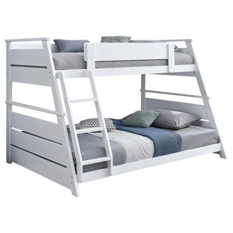 Holden White Wood Veneer Twin Over Full Bunk Bed by Coaster at Eve Furniture