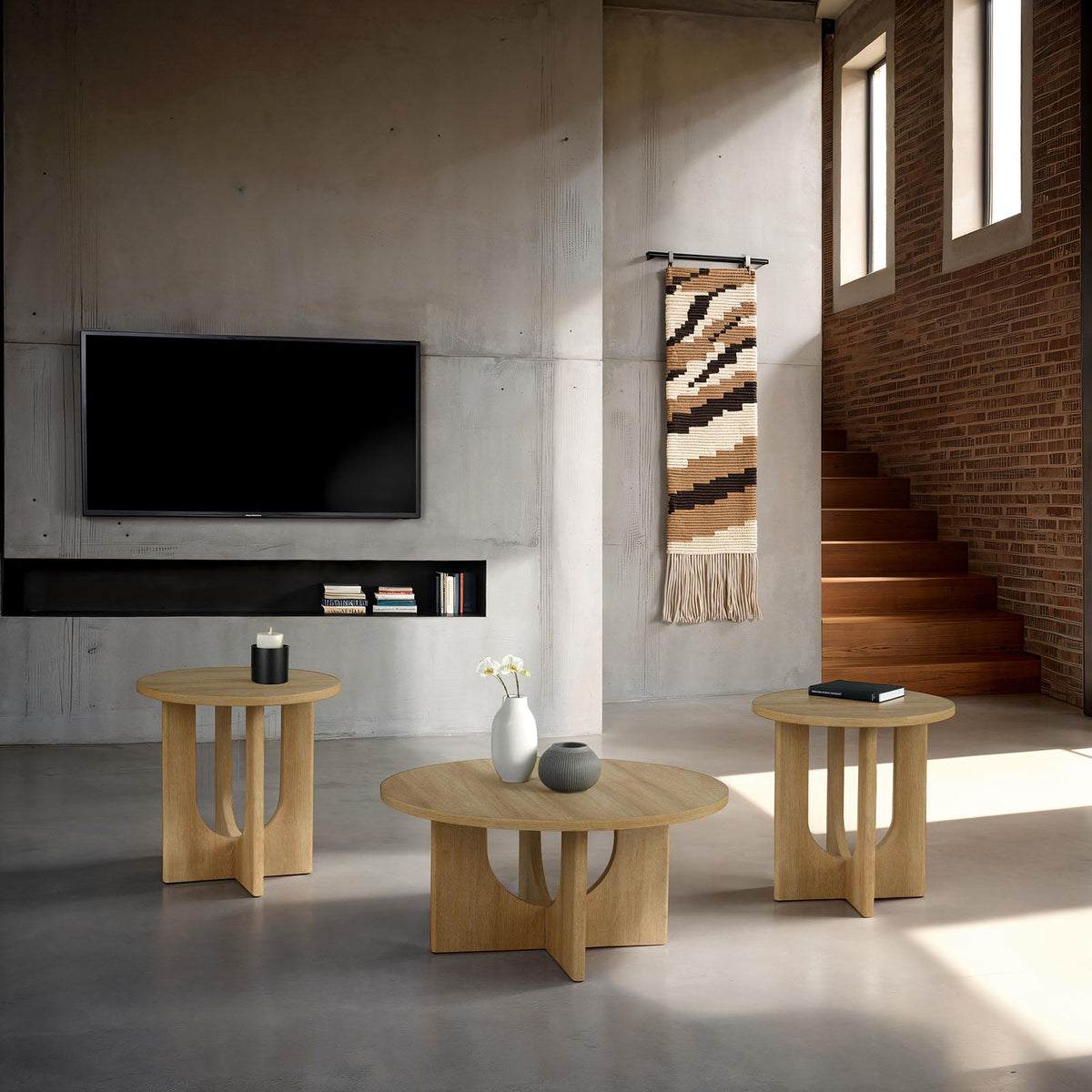 Holen Natural 3-Piece Occasional Table Set by Furniture of America at Eve Furniture