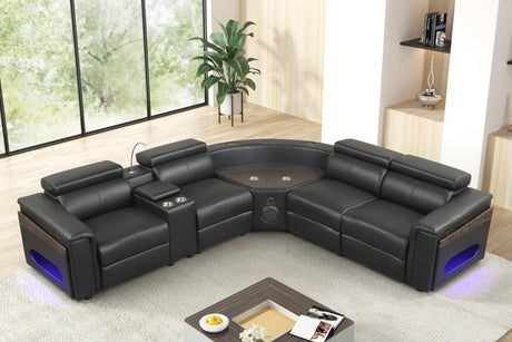 Holiday Black Power Reclining Sectional (w/ Bluetooth Speakers) by Happy Homes at Eve Furniture