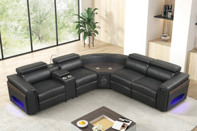 Holiday Black Power Reclining Sectional (w/ Bluetooth Speakers) by Happy Homes at Eve Furniture