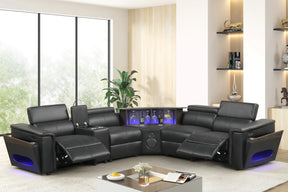 Holiday Black Power Reclining Sectional (w/ Bluetooth Speakers) by Happy Homes at Eve Furniture