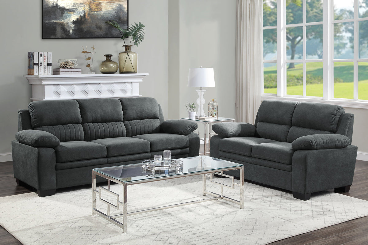 Holleman Dark Gray 2-Piece Living Room Set by Homelegance at Eve Furniture