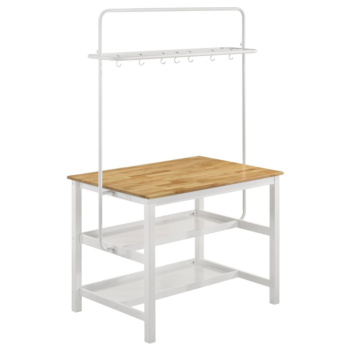 Hollis Brown/White 3-Piece Kitchen Island Counter Height Table with Stools