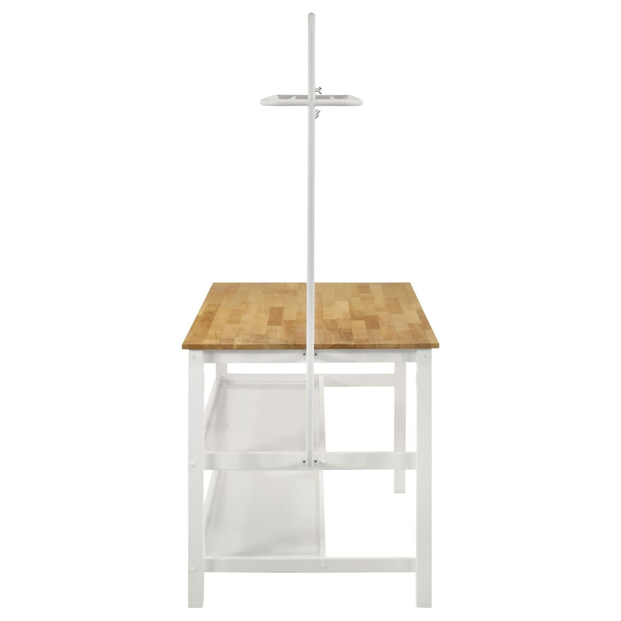 Hollis Brown/White 3-Piece Kitchen Island Counter Height Table with Stools