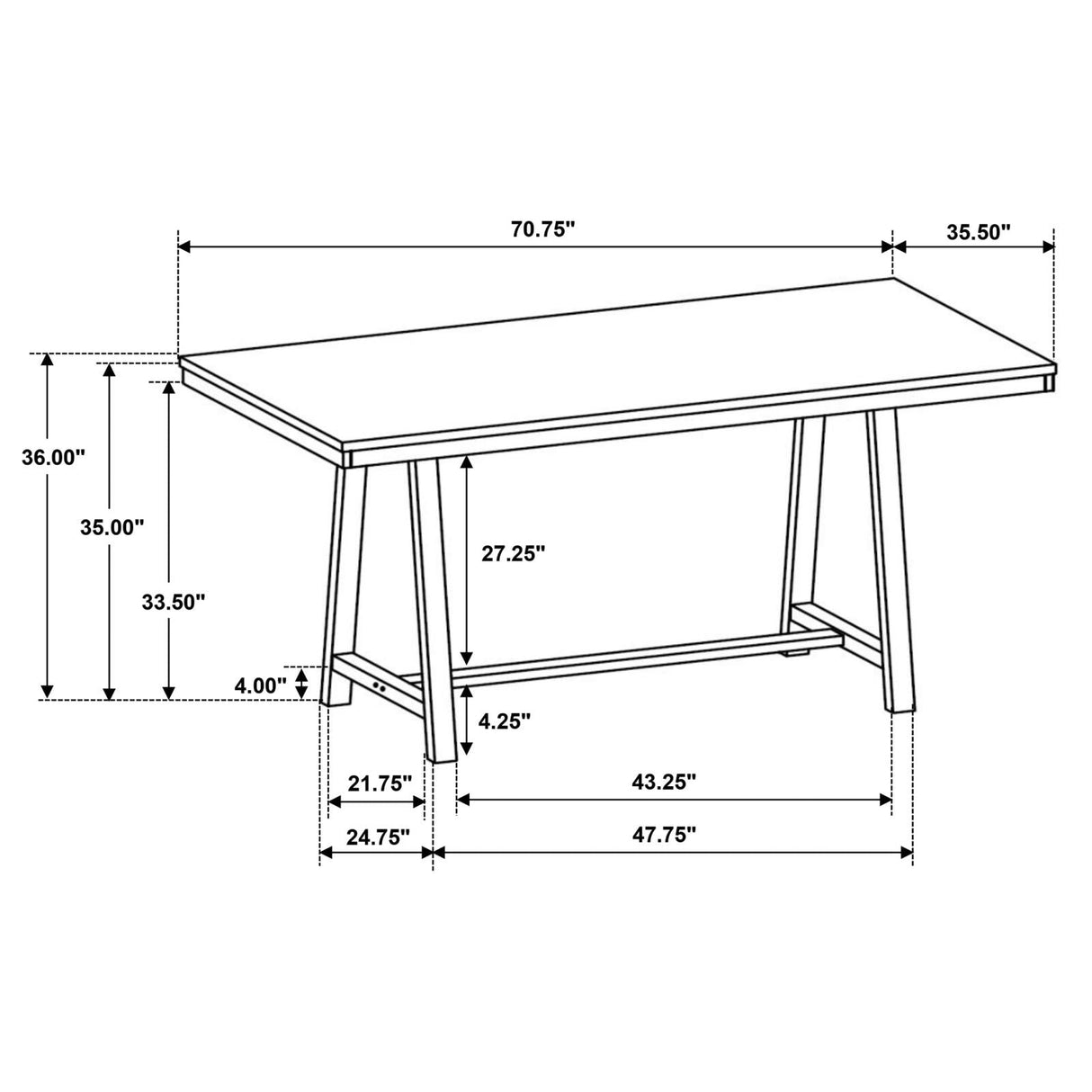 Hollis Brown/White 5-Piece Rectangular Counter Height Dining Set