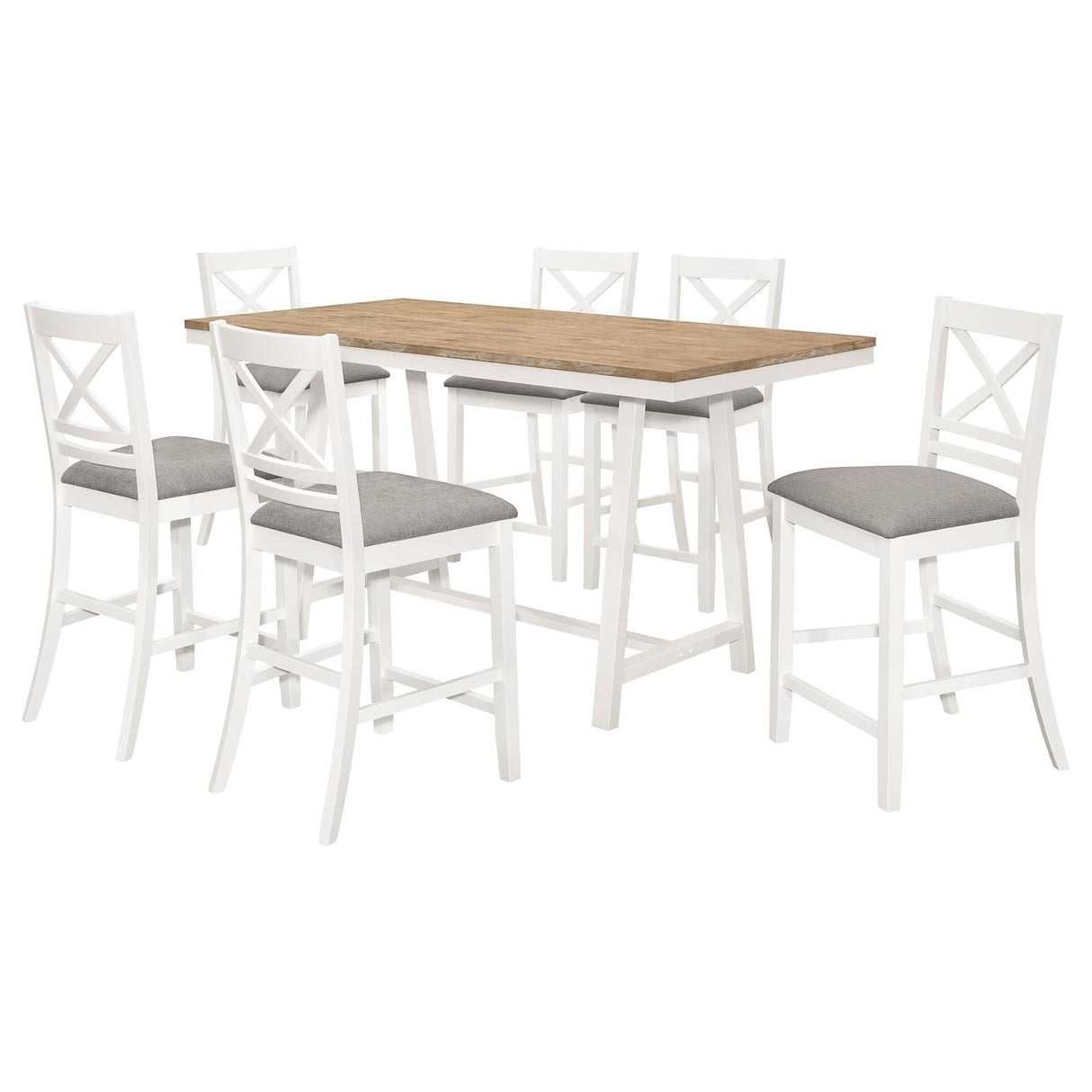 Hollis Brown/White 7-Piece Rectangular Counter Height Dining Set