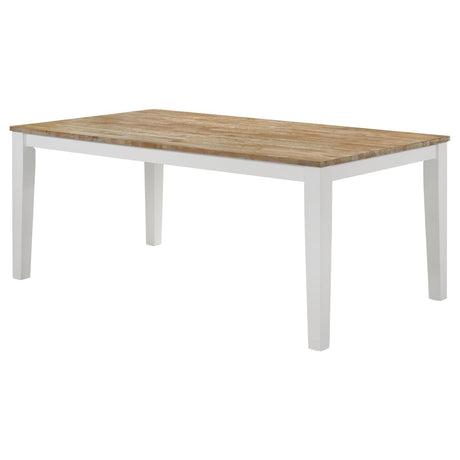Hollis Brown and White Rectangular Solid Wood Dining Table by Coaster at Eve Furniture
