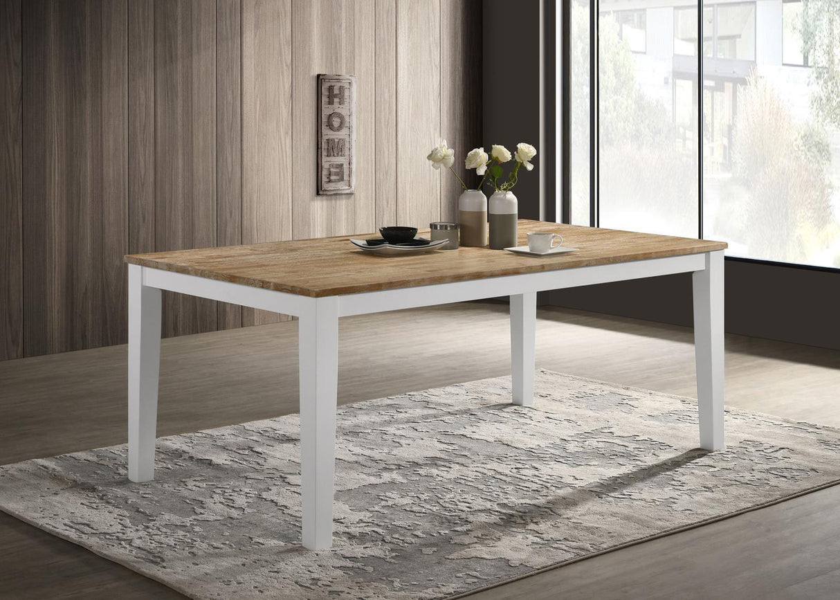 Hollis Brown and White Rectangular Solid Wood Dining Table by Coaster at Eve Furniture