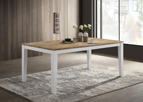 Hollis Brown and White Rectangular Solid Wood Dining Table by Coaster at Eve Furniture