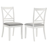 Hollis Cross Back Wood Dining Side Chair White (Set of 2) by Coaster at Eve Furniture