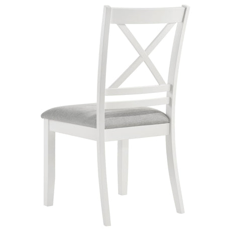 Hollis Cross Back Wood Dining Side Chair White (Set of 2) by Coaster at Eve Furniture