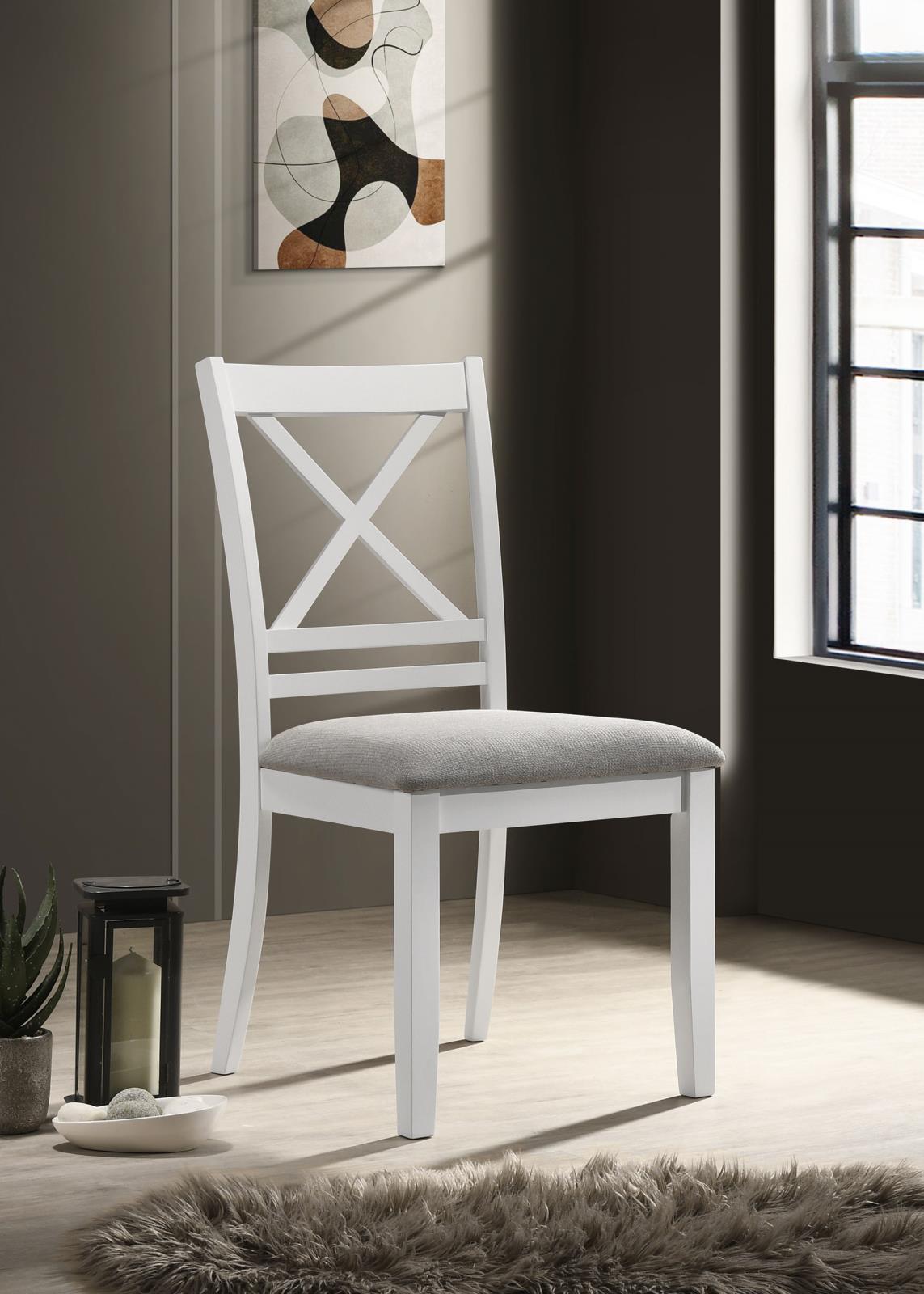 Hollis Cross Back Wood Dining Side Chair White (Set of 2) by Coaster at Eve Furniture