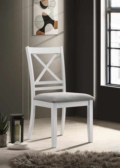 Hollis Cross Back Wood Dining Side Chair White (Set of 2) by Coaster at Eve Furniture