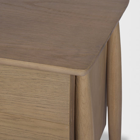 Hollis Gray-Brown Wood 3-Drawer Closed Nightstand by Mercana at Eve Furniture