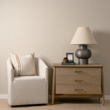 Hollis Gray-Brown Wood 3-Drawer Closed Nightstand by Mercana at Eve Furniture