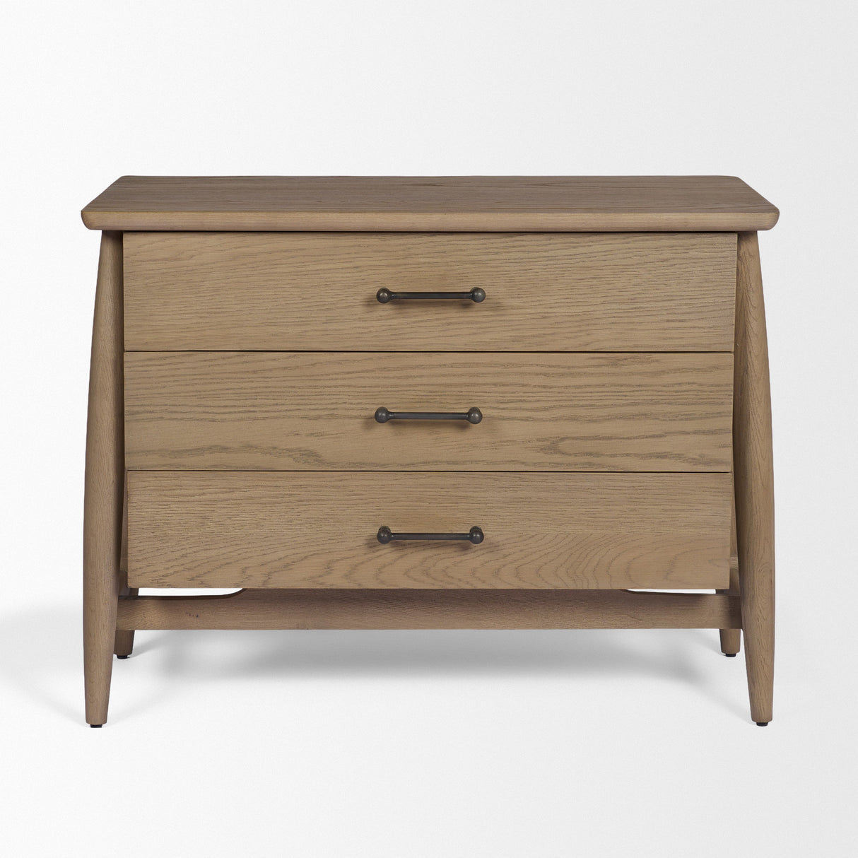 Hollis Gray-Brown Wood 3-Drawer Closed Nightstand by Mercana at Eve Furniture