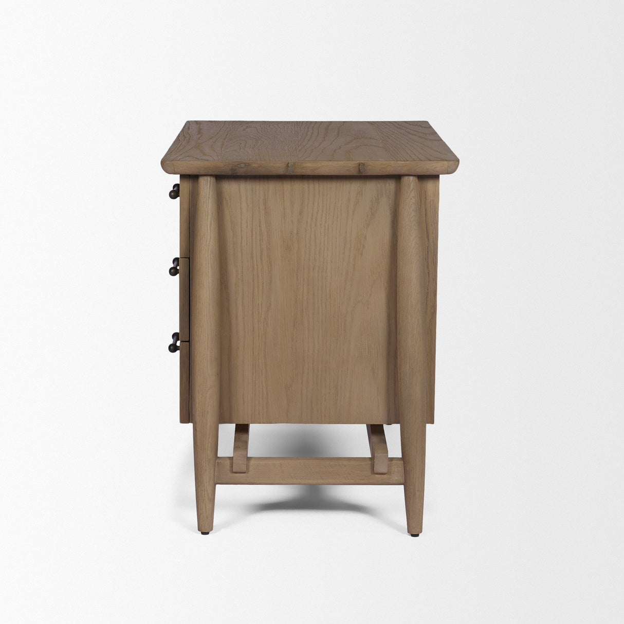 Hollis Gray-Brown Wood 3-Drawer Closed Nightstand by Mercana at Eve Furniture