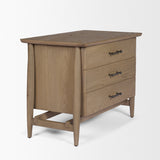 Hollis Gray-Brown Wood 3-Drawer Closed Nightstand by Mercana at Eve Furniture
