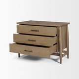Hollis Gray-Brown Wood 3-Drawer Closed Nightstand by Mercana at Eve Furniture