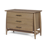 Hollis Gray-Brown Wood 3-Drawer Closed Nightstand by Mercana at Eve Furniture