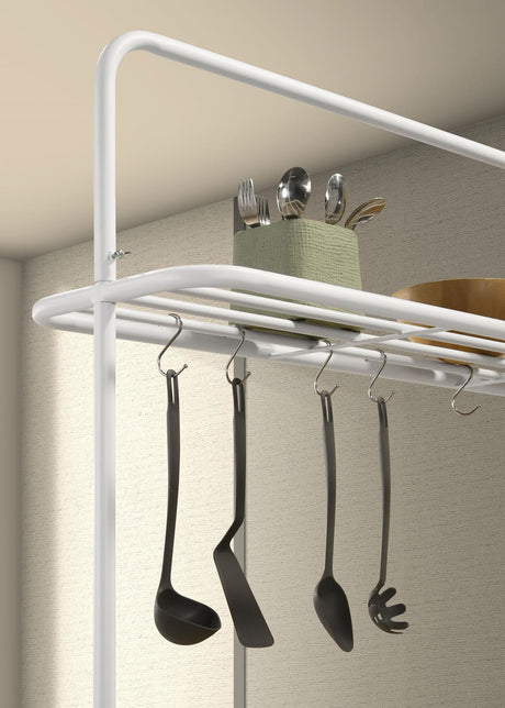 Hollis Kitchen Island Counter Height Table with Pot Rack Brown and White by Coaster at Eve Furniture