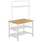 Hollis Kitchen Island Counter Height Table with Pot Rack Brown and White by Coaster at Eve Furniture