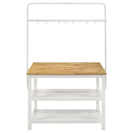 Hollis Kitchen Island Counter Height Table with Pot Rack Brown and White by Coaster at Eve Furniture