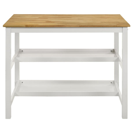 Hollis Kitchen Island Counter Height Table with Pot Rack Brown and White by Coaster at Eve Furniture