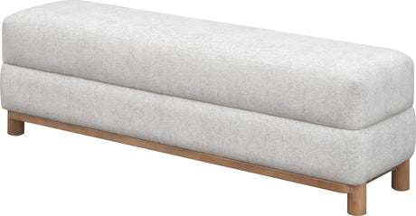 Hollis Snow White/Cabin Glow Wood/Upholstered Bench by Modus Furniture at Eve Furniture